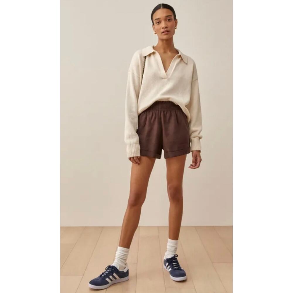 Reformation chocolate brown Nashville linen shorts - Picture 2 of 3